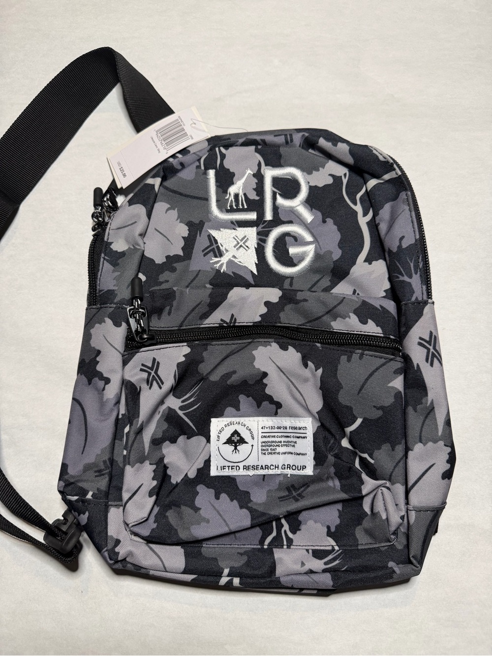 LRG Black & Gray Camo Sling Backpack